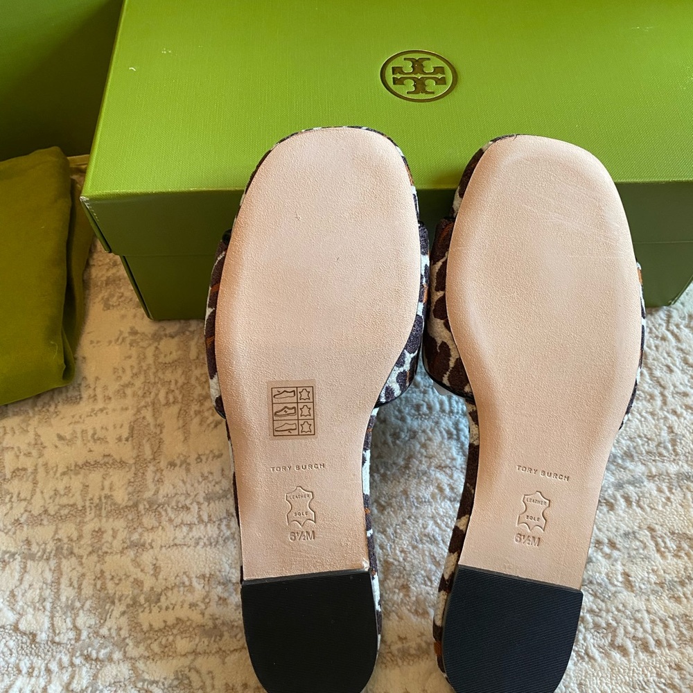Tory Burch Leopard Slide Sandals in Brown - Picture 6 of 8
